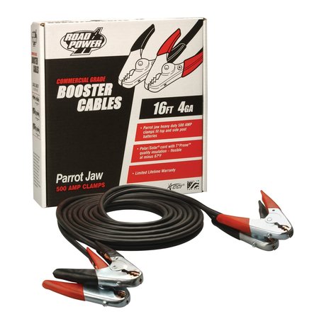 ROAD POWER 4GA 16FT 500A Copper Clad Aluminum Booster Cable w/Parrot Jaw Clamps 87660108